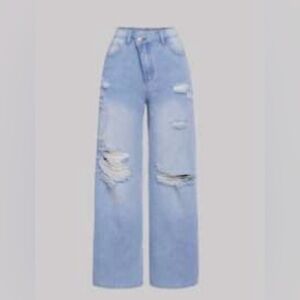 SHEIN Teen Girls 12-13Y Wide Leg Baggy Jeans